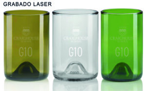 Vaso de vidrio grabado laser
